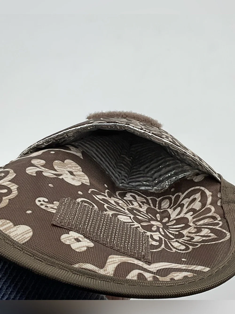 Thirty-One Brown Woodblock Floral Curling Flat Iron Case